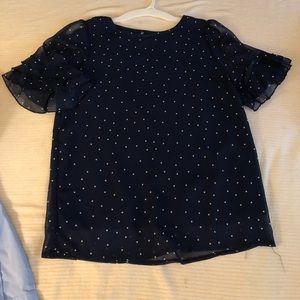 Dark blue polka dot shirt